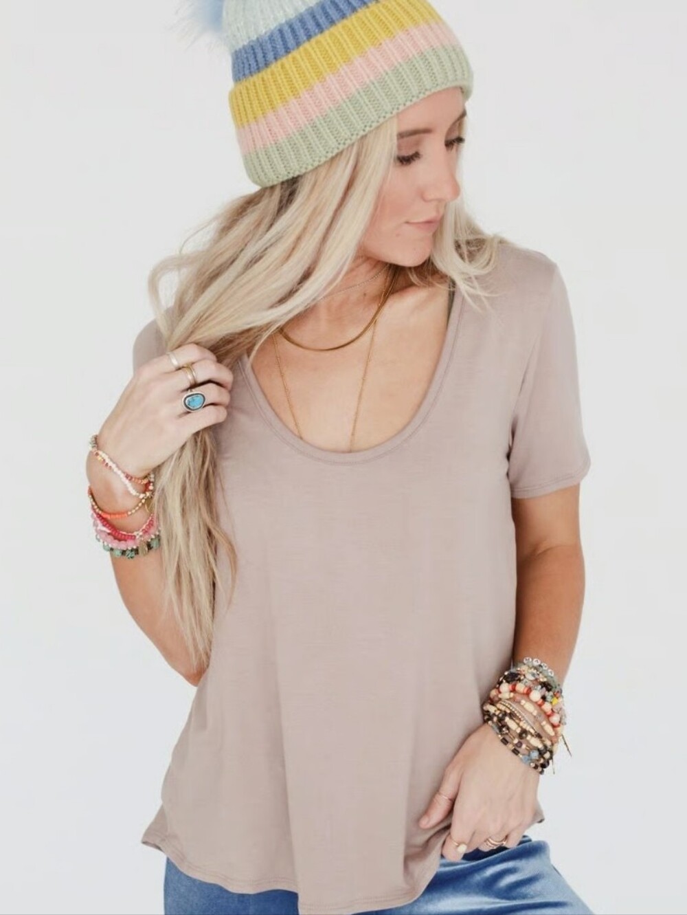Three Bird Nest NWT Mauve High Low Relaxed Tee Size M